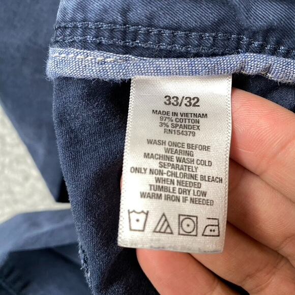 Aero Slim Straight Chino Slacks Pants Men's 33x32 Measured (33x30) Navy - Picture 9 of 11